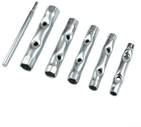 Rohrsteckschlüssel-Set, 6-teilig, 8–17 mm, Karbonstahl, verzinkt, doppelseitiges Design für schwer erreichbare Schrauben, Muttern, Automobil-Klempnerarbeiten und Wartungswerkzeuge zu Hause