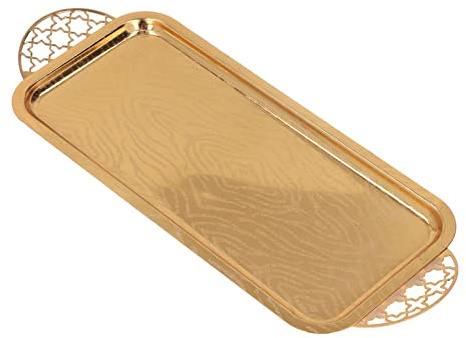 Haofy Plateau de Service Rectangulaire 45,7 X 30,5 Cm en Acier Inoxydable avec Finition Martelée à la Main, Plateau Oblong pour Salon, Table à Manger, Coiffeuse, Salle de Bain, Bureau, Fêtes,