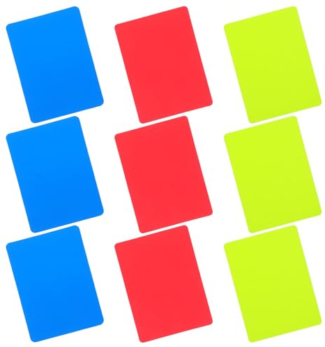 ifundom Lot de 9 Set de Cartes D’Arbitre en PVC Épais aux Trois Couleurs Rouge Jaune et Bleu Cartons de Match Professionnels pour Football et Sports Jeu Solide et Visible pour Arbitres