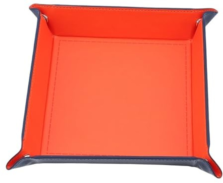 QAUUCP Plateau de Rangement en Cuir Plateau pliable en similicuir, vide-poches, porte-clés, porte-monnaie, boîte de rangement bureau for divers objets, accessoires(Orange)