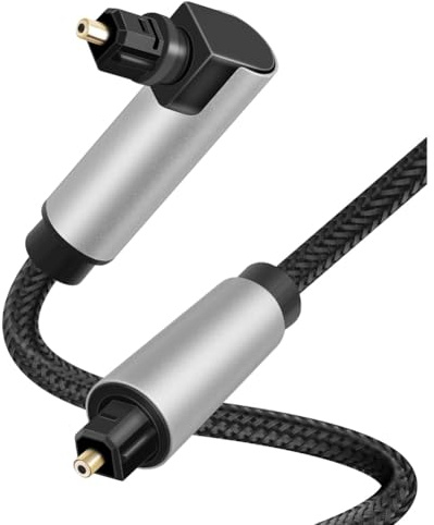 Histeaa Right Angle Optical Audio Cable 90 Degree, Toslink Digital Fiber Fibre Optic Cable for TV for Soundbar, Home Theater, 2M