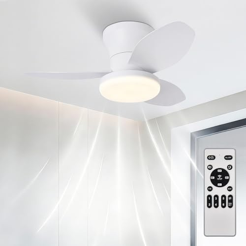 Ventilador de Techo con Luz LED 30W, Motor DC Silencioso, Ø80cm, 6 Velocidades, Función Invierno-Verano, 3 Temperaturas de Luz y Temporizador, Plafón con Ventilador Moderno para Dormitorio y Salón