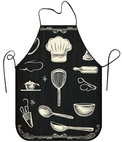 Delantal de cocina rústico clásico, delantal de cocina negro para adultos, ropa de trabajo de chef culinario para barbacoa y hornear, Negro, 24x31 Inch