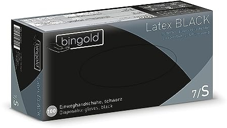 Svarta pulverfria latexhandskar storlek S 100-pack