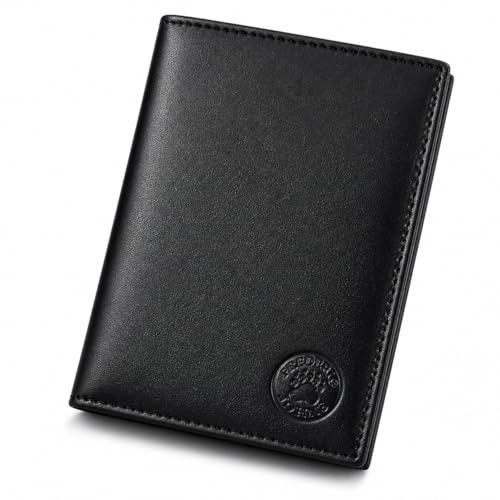 Frédéric Johns Portefeuille Cuir - Portefeuille Carte Grise - Portefeuille permis de Conduire - Portefeuille RFID - Format 3 Volets - Design français - modèle Tower (Noir)