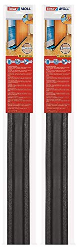 tesamoll Zugluftstopper für Glatte Böden in Grau/Zuschneidbare Türbodendichtung für Schutz vor Zug und Lärm (2er Pack / 95 cm x 25 mm)