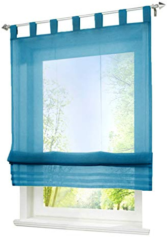 BAILEY JO Raffrollo mit Schlaufen Gardinen Voile Transparent Vorhang 1er-Pack (BxH 120x155cm, Blau)