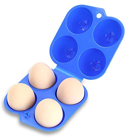tragbarer Ostereierbehälter, stoßfest, Aufbewahrungsbox für 4 Eier, Outdoor-Camping, Kunststoff, Rechteckig, Blau