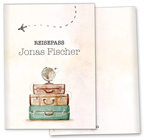 OLGS Reisepasshülle Travel Globe, Ausweishülle Schutzhülle für Dokumente & Reisepass personalisierbar mit Name