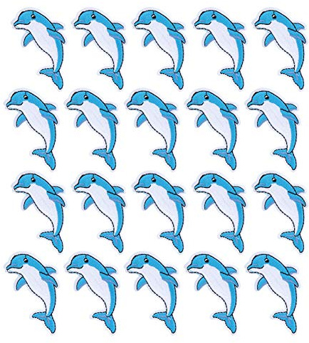 Fdit 20Pcs Dolphin Patches Patch Aufkleber Cute Patch Aufbügeln Kleidung Patches Meerestiere Applique Patches für DIY T-Shirts Jeans Kleidung Taschen