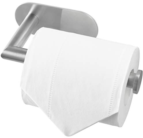 HITSLAM Argent Acier Brossé Porte Papier Toilette Auto-adhésif, Porte-Rouleau de Papier Toilette sans Support pour Salle de Bains et Cuisine