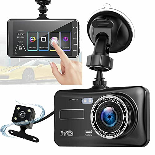 Dash Cam Front and Rear 1080P Full HD Dual Dash Camera In Car Camera Dashboard Camera Dashcam for Cars 170 Wide Angle HDR with 4.0 Touchscreen LCD Display Night Vision Motion Detection and G-sensor