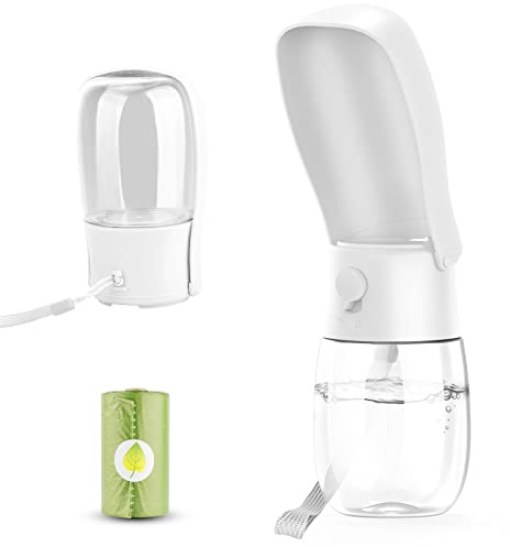 Gezimetie Dog Water Bottle - Foldable Dog Water Dispenser for Walking with Dog Waste Bag, Portable Pet Water Bottle for Travel, BPA Free Water Bottle for Cat, Rabbit,Puppy and Other Animal 300ML