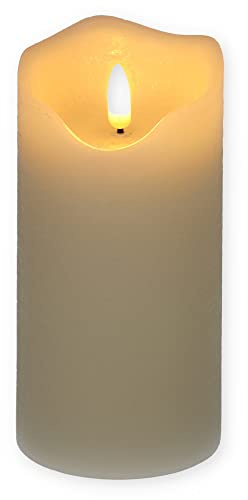 GarPet LED Echtwachskerze mit Timer Echtwachs Kerze Creme Weiß Batterie Flackereffekt beweglicher Flamme flammenlose Kerze batteriebetrieben 7,5 x 15 cm