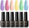 ROSALIND Esmaltes Semipermanentes de Uñas,6 Pastel colores Primavera y Verano Mini Gel Uñas, Macarrón Colors Rosa Púrpura Azul Verde Soak Off UV LED pintauñas semipermanentes