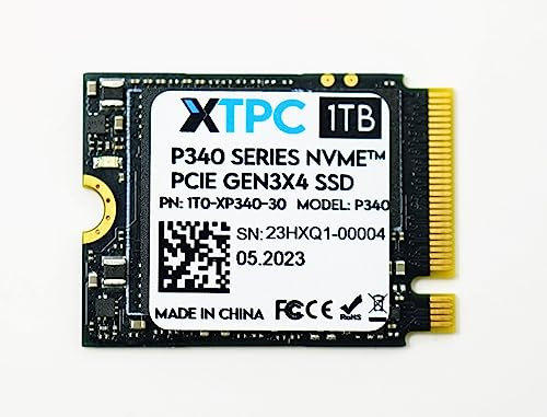 XTPC Systems Unità SSD PCIe NVMe P340 M.2 2230 da 1 TB Gen 3.0x4 su un lato, lettura 3400 MB/s, scrittura 3000 MB/s, (aggiornamento per Steam Deck, Microsoft Surface)