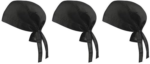 Tyatocepy 3 x unisex bandana mössa huvudduk pannband biker hatt piratduk i sport cykel bandana keps 100 % bomull, svart