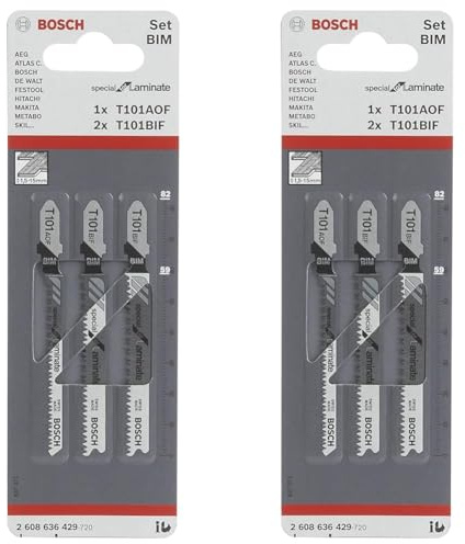 Bosch Professional 3 tlg. Stichsägeblatt-Set Special for Laminate (für Laminat, T191AOF, T101BIF, T-Schaft, gerader Schnitt, Zubehör Stichsäge) (Packung mit 2)