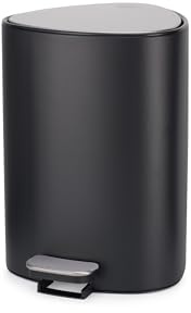 Joseph Joseph EasyStore Stainless steel 5 Litre Pedal Bin with Bin Liner Storage, Soft-Close Lid, Removable Inner Bucket, for Bathroom, Bedroom, Office, Matt Black