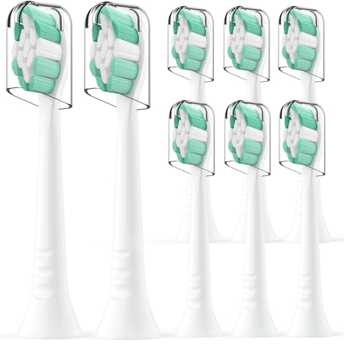 Têtes de Brosse à Dents Electrique Compatible avec Philips Sonicare Brossettes de Rechange, Têtes de Rechange Électriques, 8 pcs, Blanc