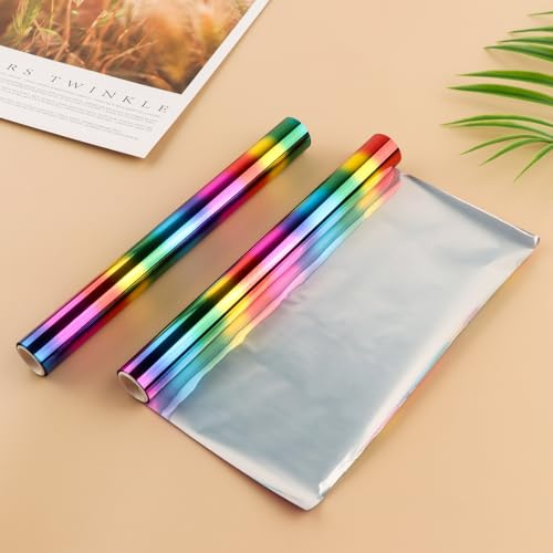 Briartw 2 Rollen Toner-Reaktivfolie von Laserdrucker und Laminator, 19,3 cm x 5 m, gerade, bunte Transferfolie, Papier für Bastelarbeiten, Prägung, Scrapbooking, Kartenherstellung