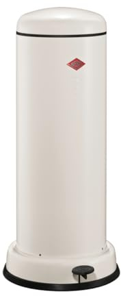 Wesco Big Baseboy avfallssamlare i matt sandfärg, pulverlackerad stålplåt, 30 liter volym, inbyggd dämpare, metallfotsteg med gummifotyta