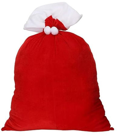 Koboko Weihnachtsmann Sack, 70 x 50 cm, Nikolaussack aus Samt mit Kordel und Bommeln, Geschenksack für Weihnachten, Weihnachten Santa Sack für Weihnachtsmannkostüm, Dekoration, Weihnachten Party