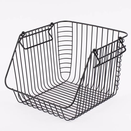Aufbewahrungskorb zum Stapeln hoch Metallgitter schwarz 27x30x22cm