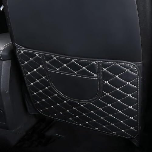 WENYINGLIHAI 2 Stück Rückenlehnenschutz Auto für Porsche 718 Cayman (982), PU Leder Auto Rücksitzschoner Anti-Kick Matte Organizer Sitzschutz ZubehöR,A/Black
