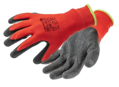 Högert Technik RODER Guanti protettivi rivestiti in lattice rosso/nero, taglia 10, elevata resistenza all'abrasione, presa flessibile, ideali per lavori di montaggio e manutenzione precisi