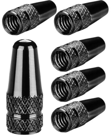 TPZORJX 6 pezzi Tappo Valvola in Alluminio in Nero,cappucci parapolvere nericompatibili con valvole Presta e francesi,coperture copertoni camere d'aria,Coprivalvola bici,Tappi copri valvola cappucci