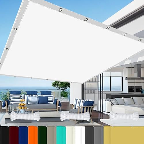 Voile d'ombrage Jardin 1.8 x 3.4 m UV Protection avec Oeillets Tissu Polyester Multi Couleur et Taille Bâche Dombrages pour Terrasse Extérieur La Lawn, Blanc