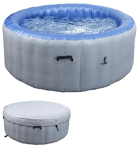 Mendler Whirlpool HWC-N97 In-/Outdoor aufblasbar PVC laminiert - grau-blau | Ersatz-Pool, 4 Personen, rund Ø180cm