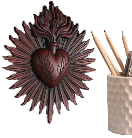 Arte de pared de corazón sagrado, escultura de pared de resina, decoración espiritual, decoración católica, ideal para sacramentos, salas de oración, paredes de iglesia, bendición, altares del hogar