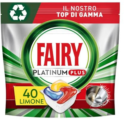 Fairy Platinum Plus Dishwasher Tablets, 40 Capsules, Lemon, Detergent with Anti-Matte Technology, Against Grease and Hard Cracks Even in Short Cycles (4 packs, total 160 capsules)