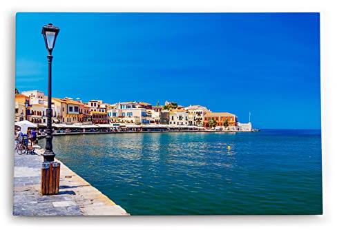 Paul Sinus Wandbild 60x40cm Dekorative Kunst Chania Kreta Griechenland Meer Promenade Mittelmeer Sommer
