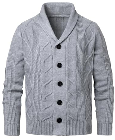 Beryielite Hombre Chaleco Cardigan Botones Tejido Cálido Corte Acolchado Informal Manga Larga para otoño e Invierno.