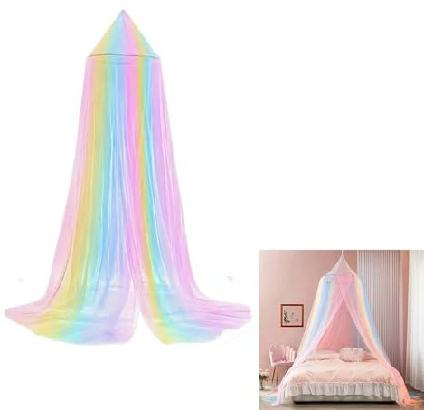 jiejack Prinzessin Baldachin Moskitonetz mit Rundkuppel | Doppelbett Himmelbett ohne Montage - 48 Maschen/cm² Insektenschutz, 200x180cm