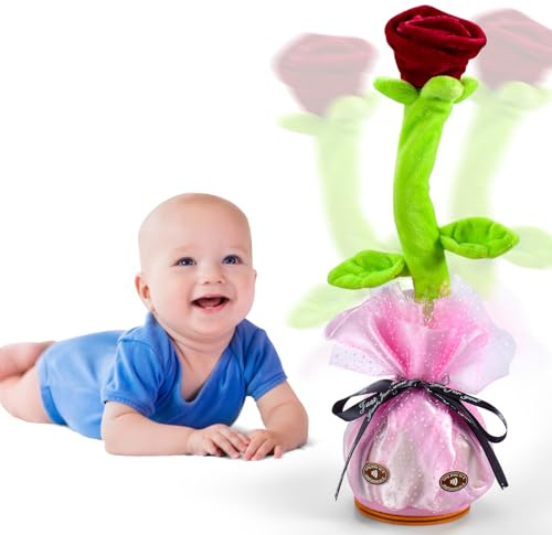Dancing Cactus Toy Repeat What You Say, Talking Cactus Toy Singing Cactus Mimic Toy Baby Toys for 1 Year Old Boys Girls Kids Gifts, Baby Encourage Speech Toys (Red)