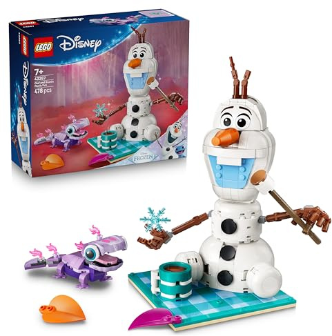 LEGO ǀ Disney La Reine des Neiges Le Pique-Nique d’Olaf et Bruni - Jouet - Figurine de Bonhomme de Neige avec Couverture & Accessoires - Décoration de Chambre DIY - Cadeau Fille 7 Ans ou Fans 43287