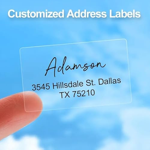 Personalisierte Absender-Adress-Etiketten, 5,1 x 3 cm, transparente PET-Aufkleber, wasserdicht und wischfest, für professionellen Versand, einfach abziehen und aufkleben