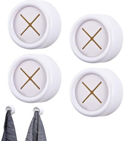 Nangilo 4 PCS Self-Adhesive Tea Towel Holders for Kitchens,Self-Adhesive Round Tea Towel Hooks, Tea Towel Holder,Push in Towel Holder for Shower Bathroom Kitchen & Home,No Drilling Required