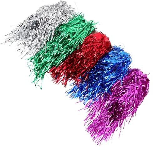 WESIEVYA 5 Stück-pack Bunte Pet Regenfaden Perücken mit Glänzendem Lametta für Fasching Kostümpartys und Rollenspiele Stay in Place Farbenfrohes Quasten Design für Männer und Frauen