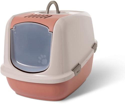 Katzenklo - Savic Nestor Jumbo - Champagne rosa/Terracotta - XXL - aufklappbare Front - hoher Rücken auslaufsicher - Aktivkohlefilter - 66,5x48,5x46,5 cm