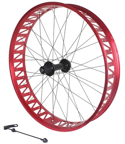 26 Zoll X 4,0/4,9 Fatbike-Vorder- Und Hinterrad Aus Aluminiumlegierung Mit Scheibenbremsen,Schnellspanner,135 Mm/190 Mm Naben,36 Loch,14G Speichen for 7-11-fach Kassetten-Freilauf(Red,Rear)