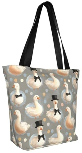 GVYGVY Borsa tote da lavoro da donna, con stampa di cappello con cravatta d'oca, leggera, riutilizzabile, borsa per la spesa da donna, borsa a tracolla da viaggio media con cerniera