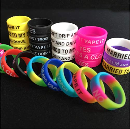 DEKPRO 10PCS LED Silicone Vape Bandes de Protection Anneaux Anti-poussière Anti-poussière pour RDA RBA RTA mécanique Mods - Couleur aléatoire (10PCS Random Mix Colour(Letters))