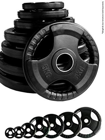 Body Revolution olympischen Hantelscheiben, gummiertes Gusseisen, Tri-Grip – 1,25 kg, 2,5 kg, 5 kg, 10 kg, 15 kg, 20 kg, 25 kg, Schwarz , 15kg Pair