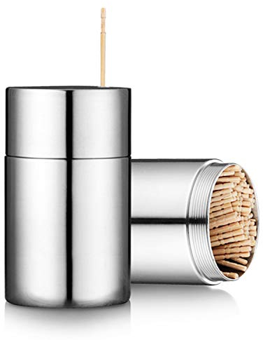 Makidar Zahnstocherhalter Edelstahl Zahnstocherspender mit 300 Zahnstochern