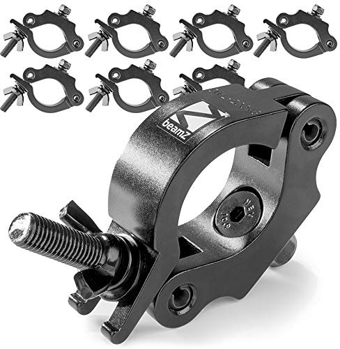 Beamz BC50B-200 Half Coupler Slimline Stage Lighting Clamps - 8 Pack, 200kg Load Capacity, Black - Heavy Duty, Professional Rigging, Secure Mounting for Stage and Event Lighting, DJ Equipment